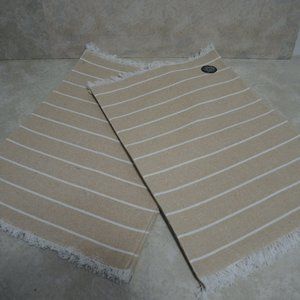 Set of 8 Placemats Natural Burlap Color w/ White Stripes Cotton Blend 20" x 13"